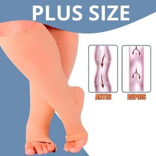 Meia De Compressão Plus Size 3/4 MODELO SUPER CONFORT Sem Ponteira p/ Inchaços Varizes Tromboses Edemas