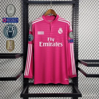 Moletom Blusa | Retro Temporada 2014-15 Real Madrid Terceiro Lugar Off Manga Curta Rosa