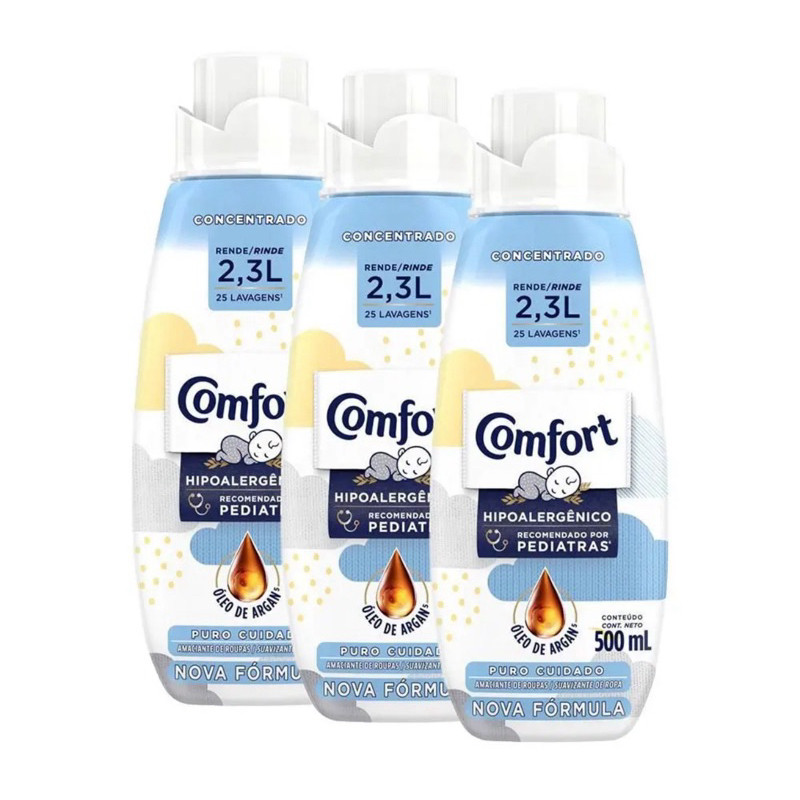 Kit 3 Amaciantes Comfort Concentrado Puro Cuidado Intense 500ml ...