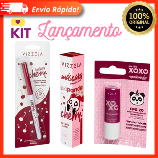 KIT Máscara De Cílios No Panda Cherry + Lapiseira Cherry + Balm Labial Xoxo - Vizzela Original