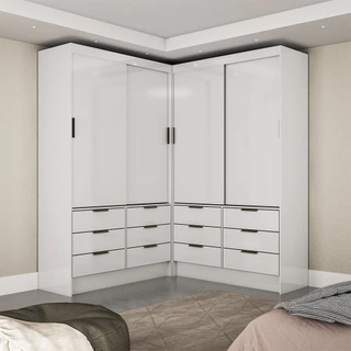 Closet Casal Duplo Sevilha 4 Portas 12 Gavetas Carioca Móveis em Oferta na Shopee