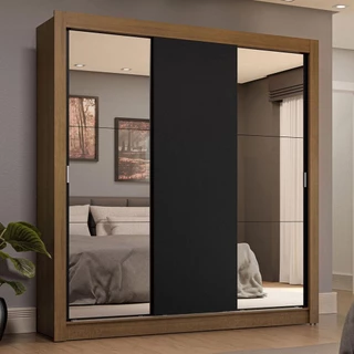 Guarda-Roupa Casal 3 Portas de Correr com Espelhos 4 Gavetas Sublime Plus Madesa em Oferta na Shopee