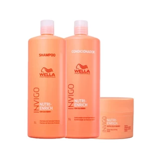 Kit Wella Professionals Invigo Nutri Enrich - Shampoo 1000ml e Condicionador 1000ml e Máscara 150ml em Oferta na Shopee