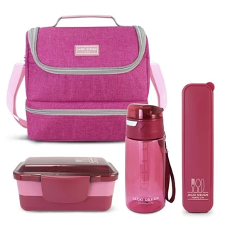 Kit Bolsa Térmica, Pote Marmita 950ml, Garrafa 550ml e Porta Talheres VIBE - Pink