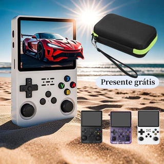 R36S Mini Retro Console de Videogame Portátil Sistema Emuelec , 64 Gb , Inclui 15.000 Jogos , Apresenta de Páscoa