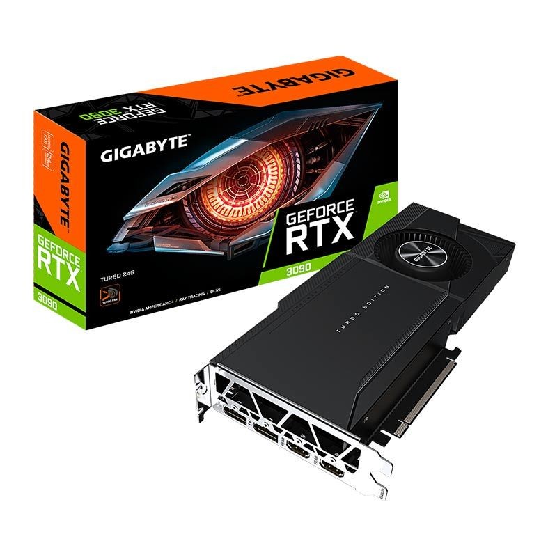 Placa de Vídeo Gigabyte GeForce RTX 3090 Turbo, 24GB, GDRR6X, 384-Bit, Preto
