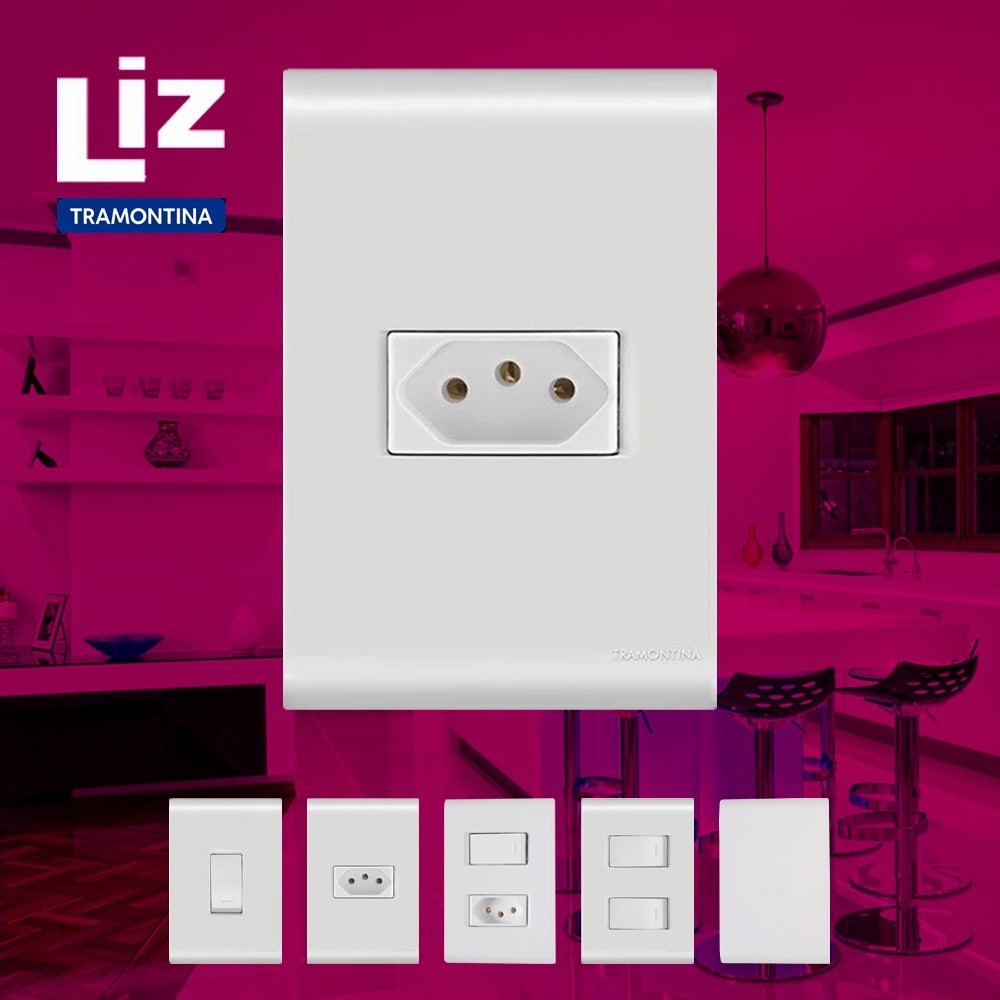 Tramontina LIZ Branco - Conjunto Tomada e Interruptores | Shopee Brasil