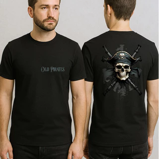Camiseta Old Pirates - Caveira Cranio Skull - Pirata 100% Algodão