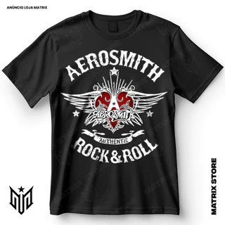 Camisa Banda Aerosmith Rock & Roll Blusa Camiseta de Rock 100% Algodão