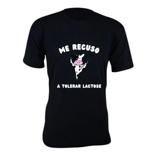 Camiseta camisa estampa Me recuso a tolerar lactose vaquinha basica unissex manga curta