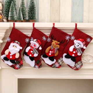 KIT 4 Pcs Bota Natalina Natal Decoração Meias Botas Decorativas Boneco De Neve , Rena , Papai Noel enfeite Natalino