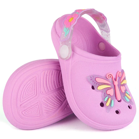 Sandália infantil menina babuche borboleta antiderrapante 