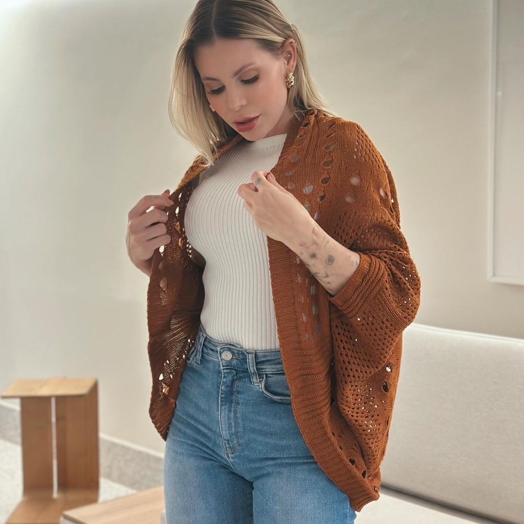 Blusa Kimono De Tricot Feminino Blusa Tricot Feminina Poncho