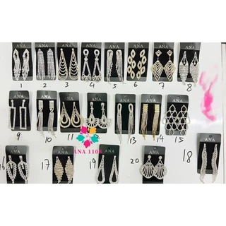 ANA1108 UMA Par de Brincos de gota de strass com zirconia casamento festa Dourado/Prata em Oferta na Shopee
