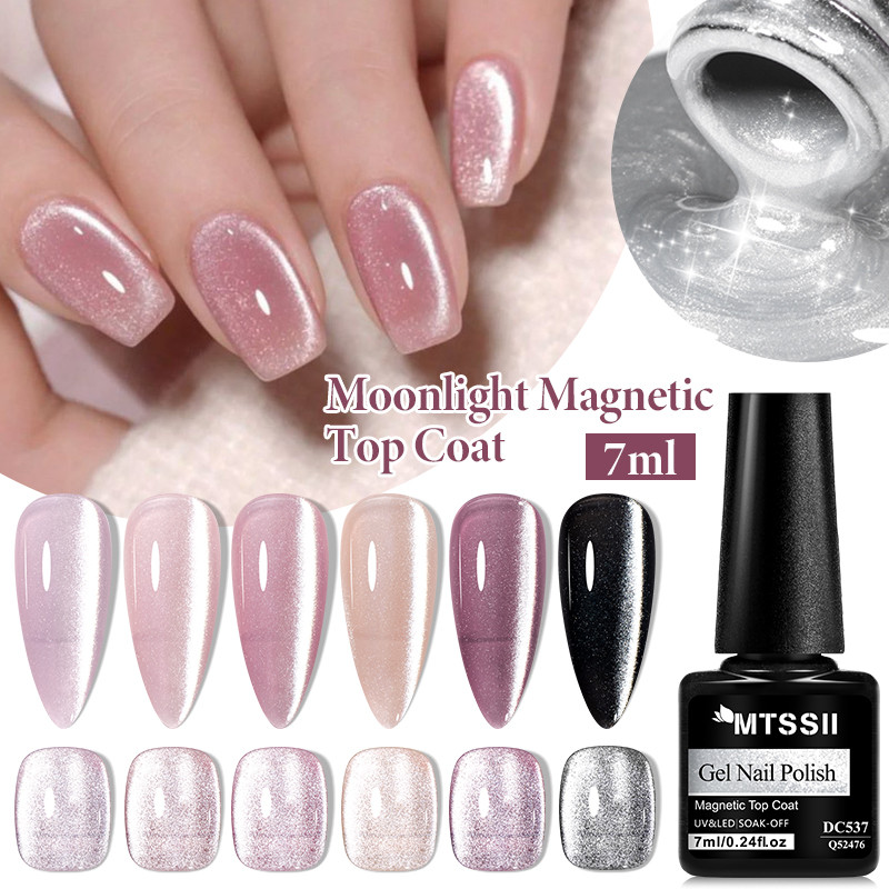 MTSSII 2-Em-1 Super Shine Gel Magnético Esmalte E Revestimento Superior Espumante Prata Semi Permanente Unhas UV