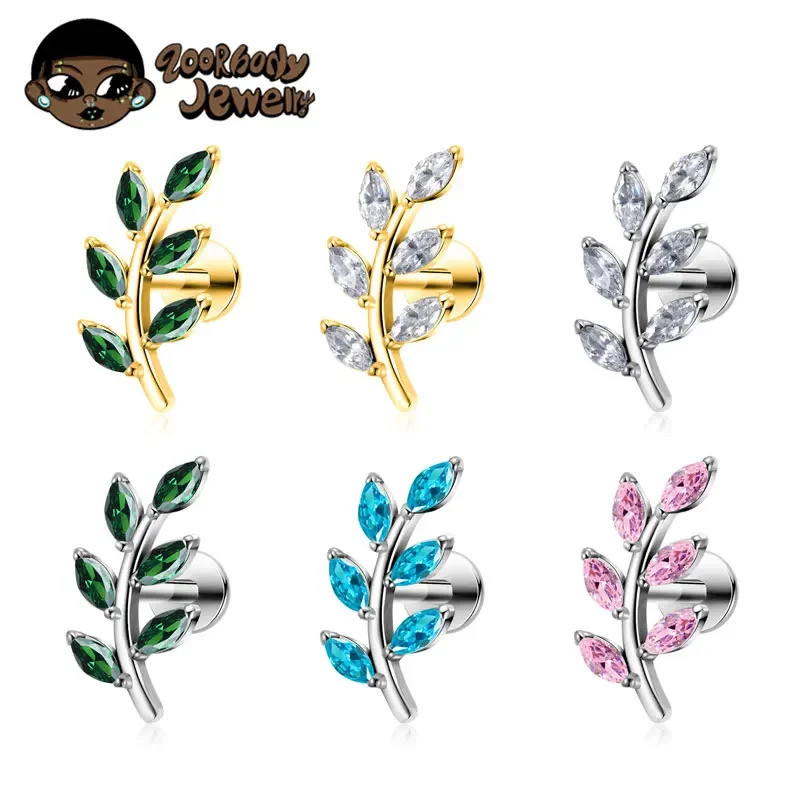 Titânio Piercing Conch Flat Lobulo Com Folha Hipoalergênica Titânio Grau de Implante 4-12mm