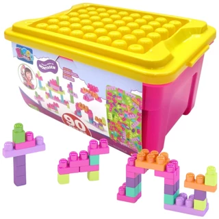 Blocos De Montar Super Caixa Rosa 90 Peças MK446 Dismat