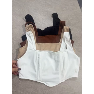 Cropped Corset Scuba Com Alça