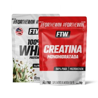 Kit 100% Whey Pistache refil 1kg e Creatina refil 1kg Ftw