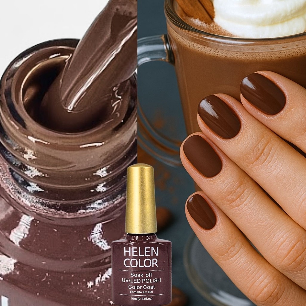 Esmalte em gel Marrom chocolate quente Helen Color Soak Off marrom ...