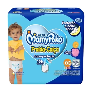 Fralda Descartável MamyPoko Calça Super Proteção Jumbo Tamanho XXG - 4 Pacotes com 22 Fraldas - Total 88 Tiras em Oferta na Shopee