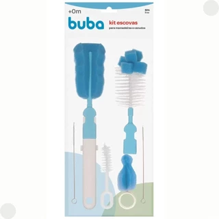 Kit Escovas Mamadeiras De Bico E Canudos Azul 7290 - Buba