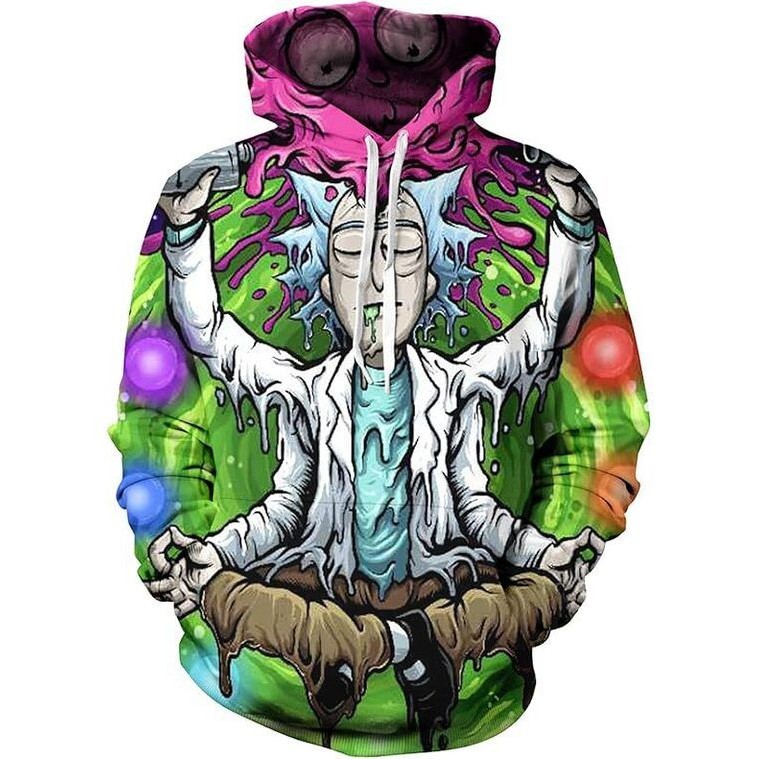 Moletom com capuz masculino com impressão 3D personalizável Rick casal pulôver personagem de desenho animado moletom com