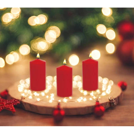 Vela decorativa vermelha 4 uni 6cm decoração