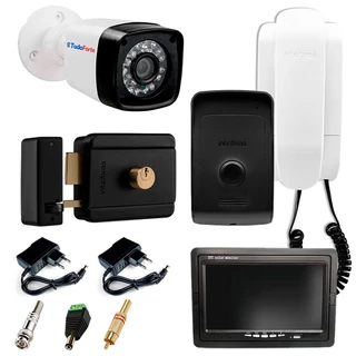 Kit Porteiro Intelbras IPR 1010 + Câmera Full HD 1080p 2MP Bullet 20 Metros Com tela 7 Polegadas