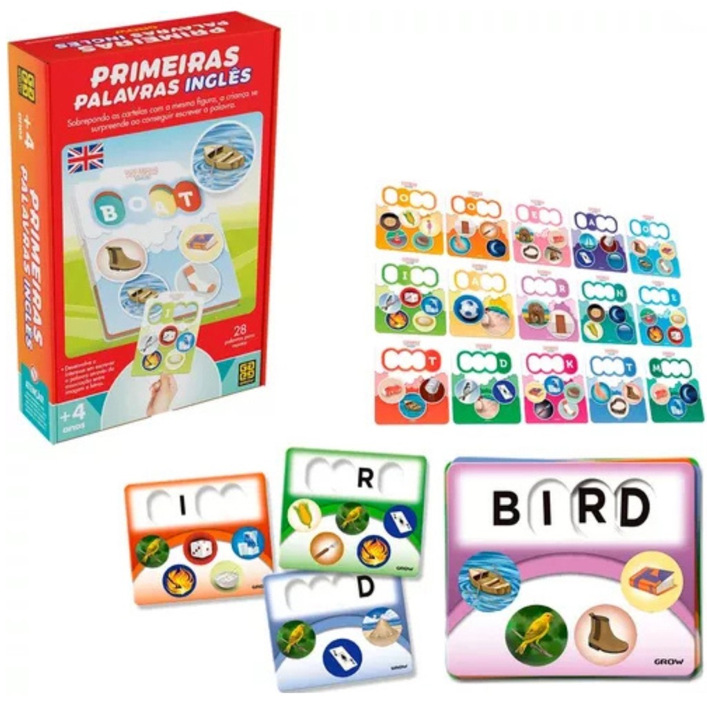 Jogo Educativo Das Primeiras Palavras em Inglês - 04032 - Grow | Shopee ...