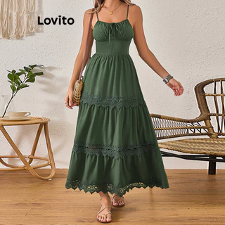 Lovito Vestido Boho Floral de Renda para Mulheres LBL15428