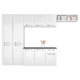 Cozinha Completa Itatiaia Amanda 2023 | 1 Gaveta, 10 Portas, Branco Neve