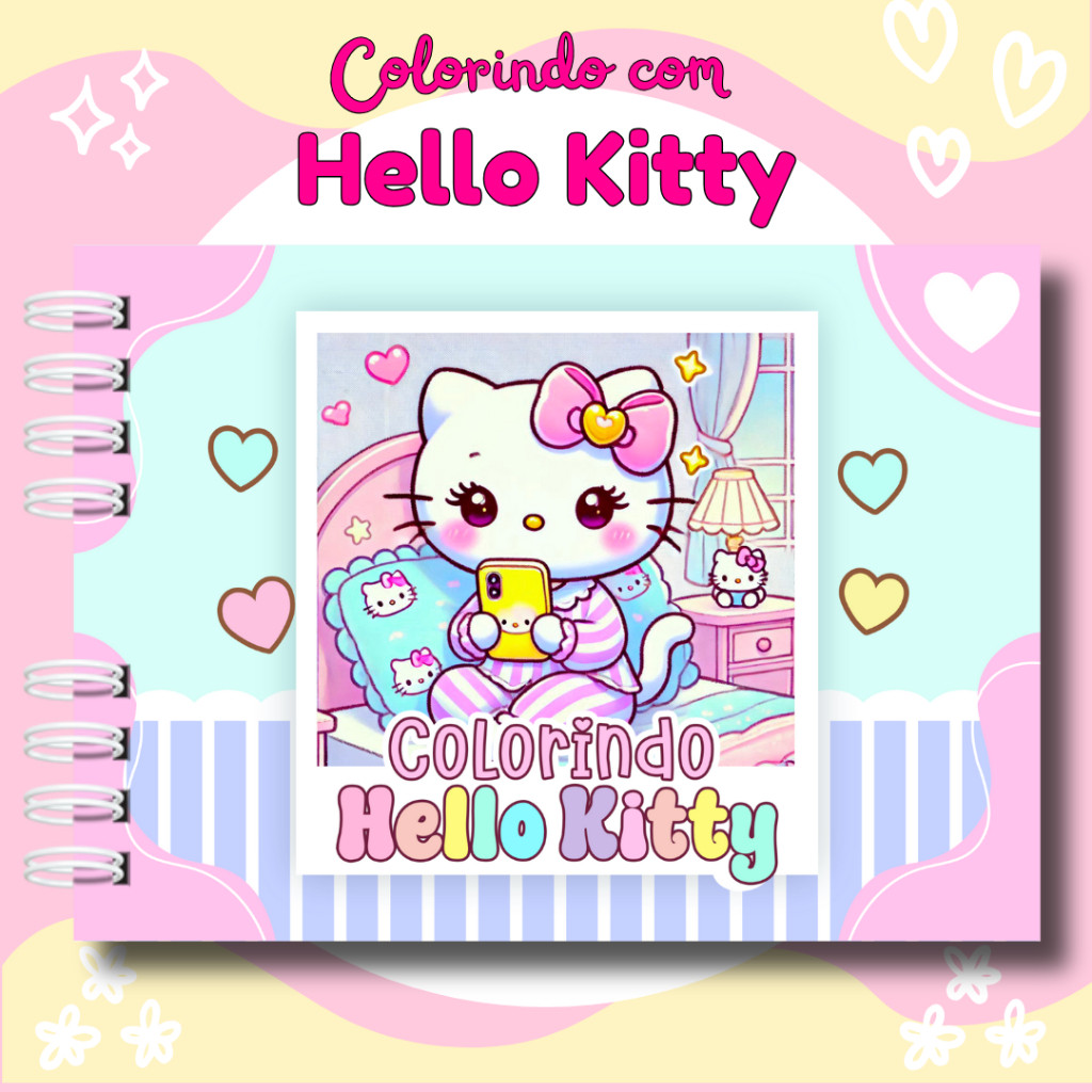 HELLO KITTY BOBBIE GOODS - LIVRO DE COLORIR 50 PÁGINAS | Shopee Brasil
