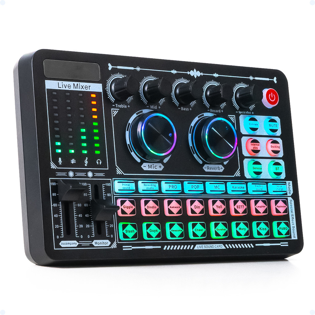 Mesa De Som Com Bluetooth Áudio Interface Portátil 2 Canais Com Efeitos ...