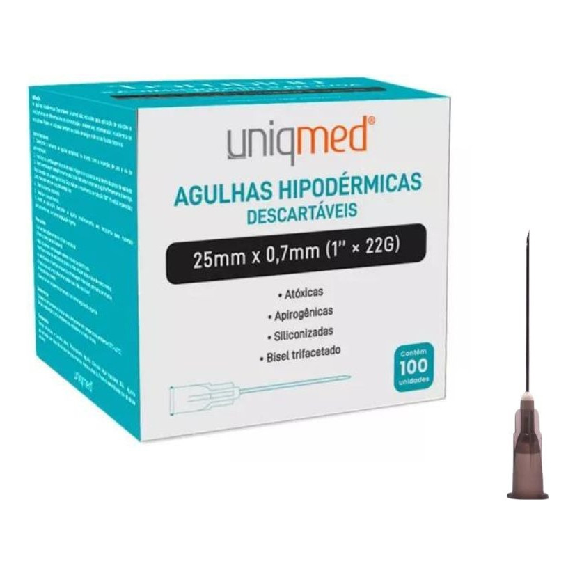 Agulha Descartavel 25x7 22g Uniqmed Intramuscular Vacina | Shopee Brasil