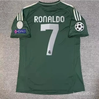 Real Madrid 1213 Segundo Convidado Verde Clássico Retro Futebol Uniforme 4 Team C Luo Kaka Manga Curta
