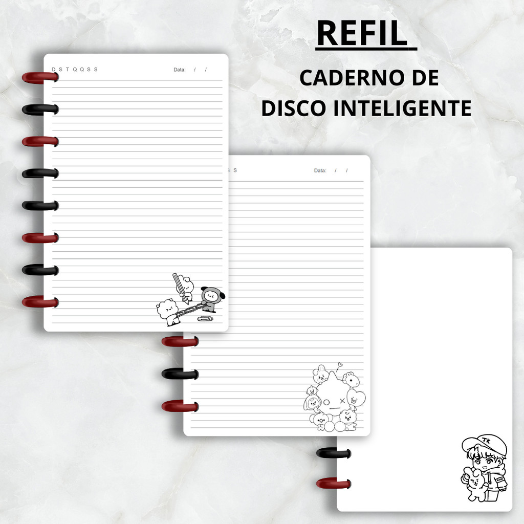 REFIL CADERNO DE DISCO INTELIGENTE BTS