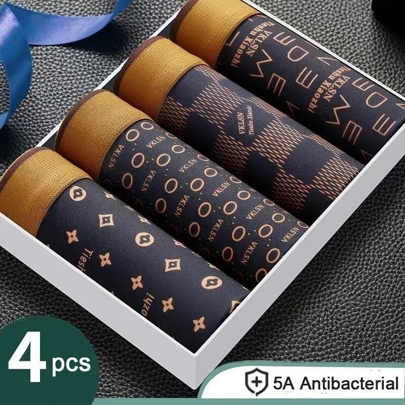 4pcs boxers Homens Respiráveis Cuecas boxershorts Homem Grande Mais Tamanho Calcinha Macia E Confortável