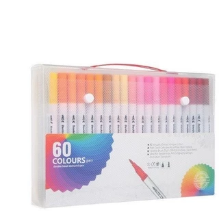 Kit12/24/36/48/60/80/100/120 pecas Caneta Brush Pen com dupla pincel estilo brushpen e ponta fina