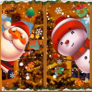 4Pcs/Set Feliz Natal Autocolantes De Janela-Desenho Animado Papai Noel Snowman Decalques Estáticos-Decoração De Parede