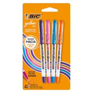 Caneta gel Gelocity Stic 0.5mm com 4 unidades Bic em Oferta na Shopee