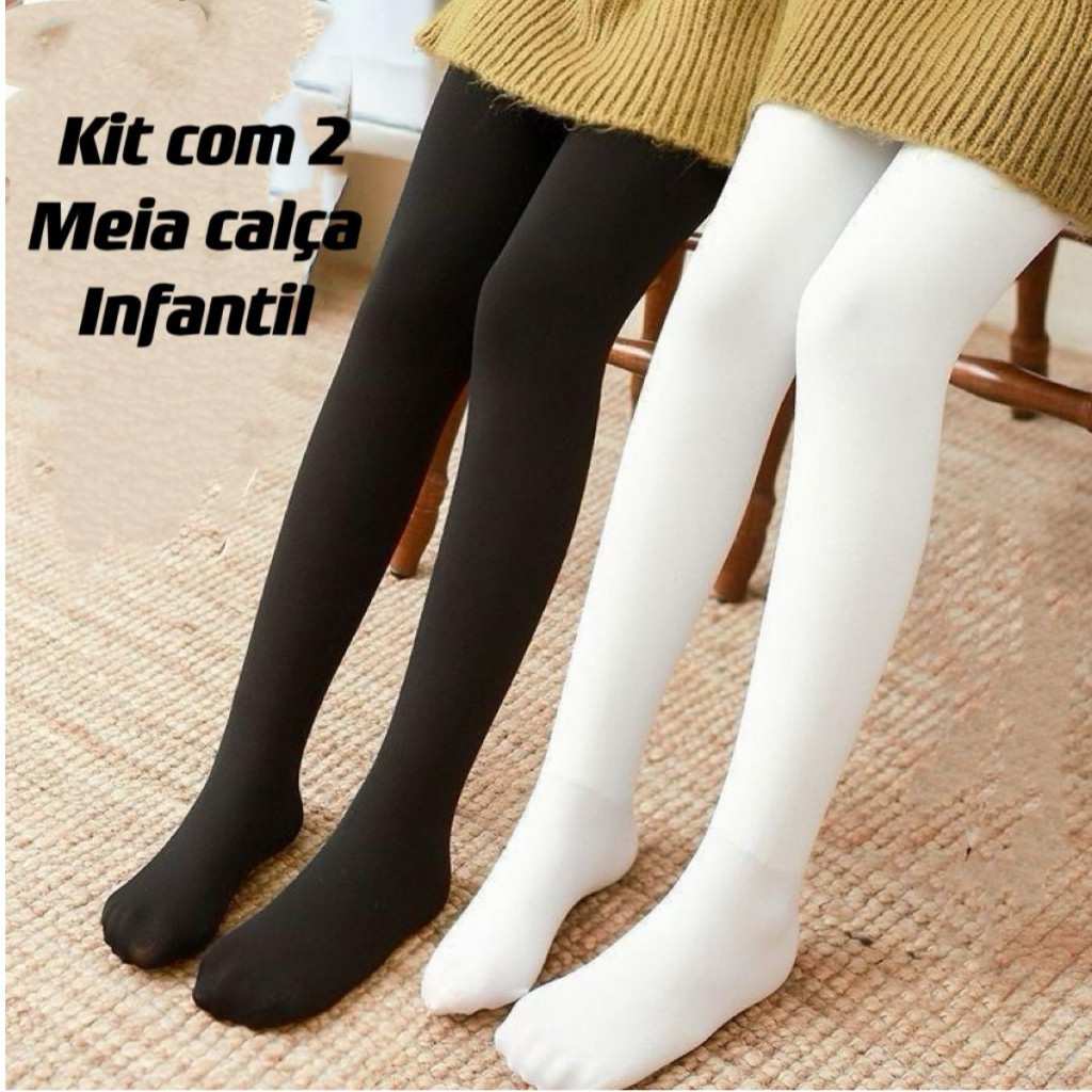 Kit 2 Pares Meia calça infantil Frio Inverno Para Menina Menino ...