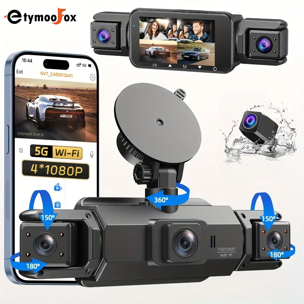 4 Canais FHD 1080P Dash Cam Com WIFI Quatro Câmeras Carro DVR 360 ...