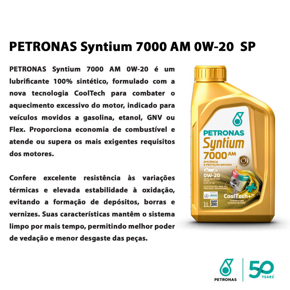 Kit 4 Oleo Motor Petronas Syntium 7000 AM 0W-20 API SP | Shopee Brasil