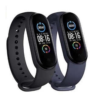 Kit 2 pulseiras de silicone PREMIUM para Mi Band 3 | 4 | 5 | 6 | 7 | 8 | 9 - [Preto e Azul petróleo]