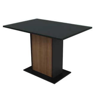 Mesa de Jantar Retangular com Tampo de Vidro Preto/Rustic 5329 Madesa em Oferta na Shopee