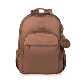Mochila Escolar Juvenil Feminina Perolada Marrom