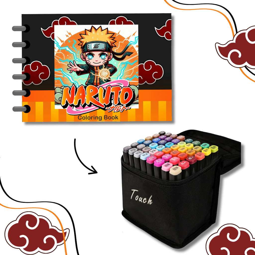 Livro de Colorir Naruto Estilo Bobbie Goods 52 Desenhos 120gr tamanho ...