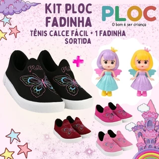 Kit Fadinhas Ploc : Tênis Borboletas Casual Calce Fácil Flat + 1 FADINHA SORTIDA em Oferta na Shopee