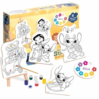 Kit De Pintura Infantil Com Cavalete De Madeira Lilo E Stitch Disney 4102 - Nig Brinquedos